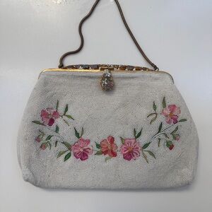 Vintage French beaded embroidered clutch bag